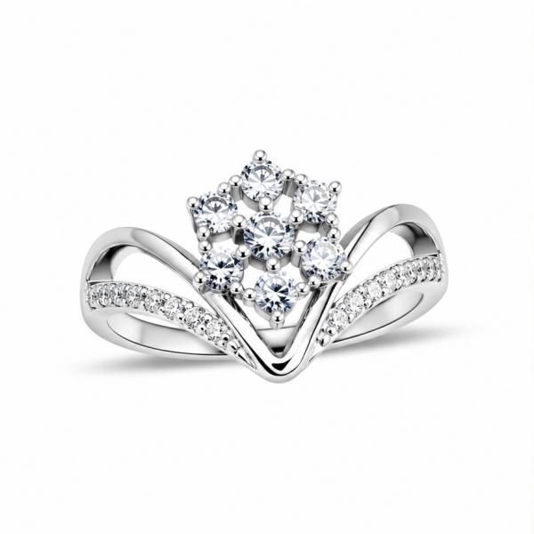 925 Sterling Silver Floral CZ Ring for Women | Flower Diamond Design | Elegant Party Wear Ring R0871