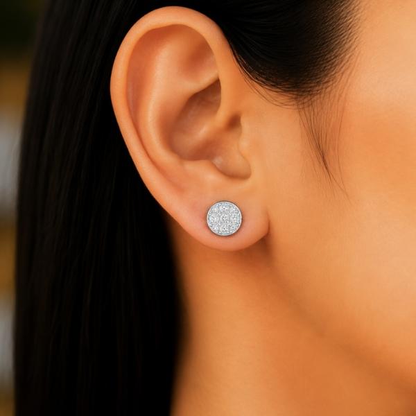 925 Sterling Silver Round Cluster CZ Stud Earrings | Classic Diamond Look Earrings for Women ER261
