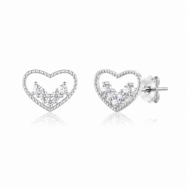 925 Sterling Silver Heart Shape CZ Stud Earrings for Women | Romantic Daily Wear Earrings ER248