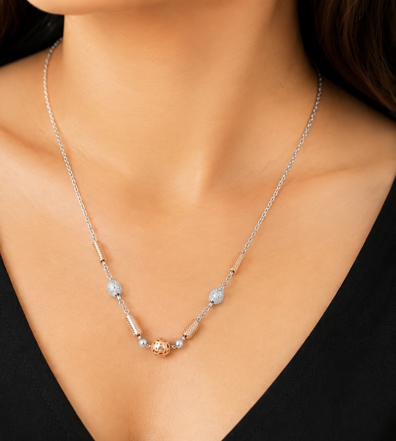 925 Sterling Silver Rose Gold Italian Chain for Women | Elegant Daily Wear Necklace CH564