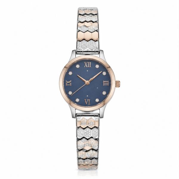 925 Sterling Silver Rose Gold Dual Tone Ladies Watch | Blue Dial Designer Watch SWH006