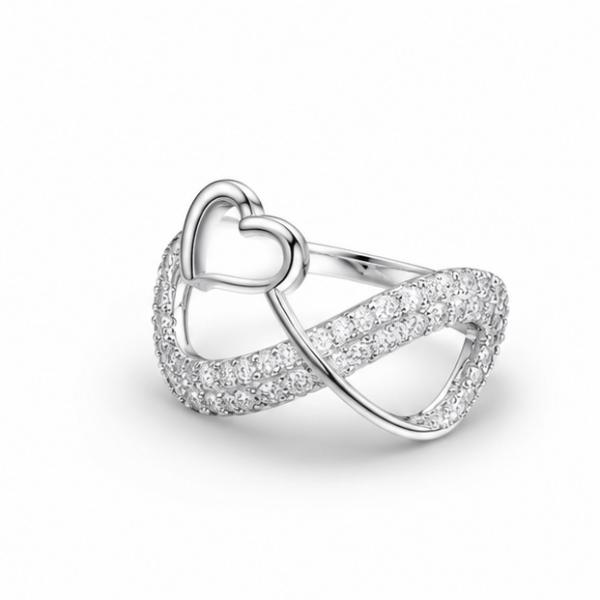 925 Sterling Silver Infinity Heart Ring with Cubic Zirconia | Elegant Women’s Ring | Saanvi Silver R0788