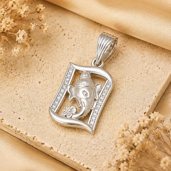 925 Sterling Silver Lord Ganesha Pendant with CZ Stones | Divine Ganpati Pendant LK117