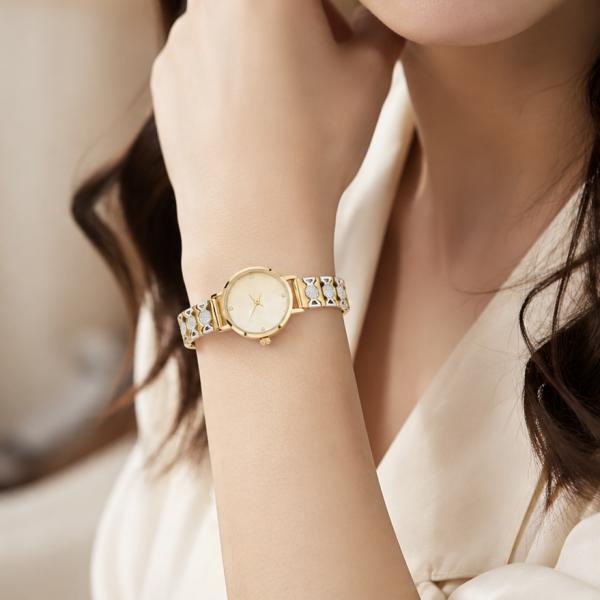 925 Sterling Silver Gold Dual Tone Ladies Watch | Minimal Luxury Bracelet Watch  SWH008