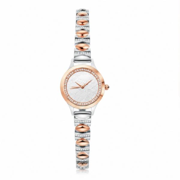 925 Sterling Silver Rose Gold Crystal Ladies Watch | Elegant Designer Bracelet Watch SWH005