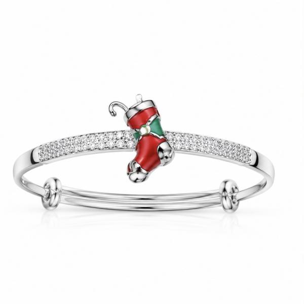 925 Sterling Silver Christmas Stocking Baby Kada Pair KD104