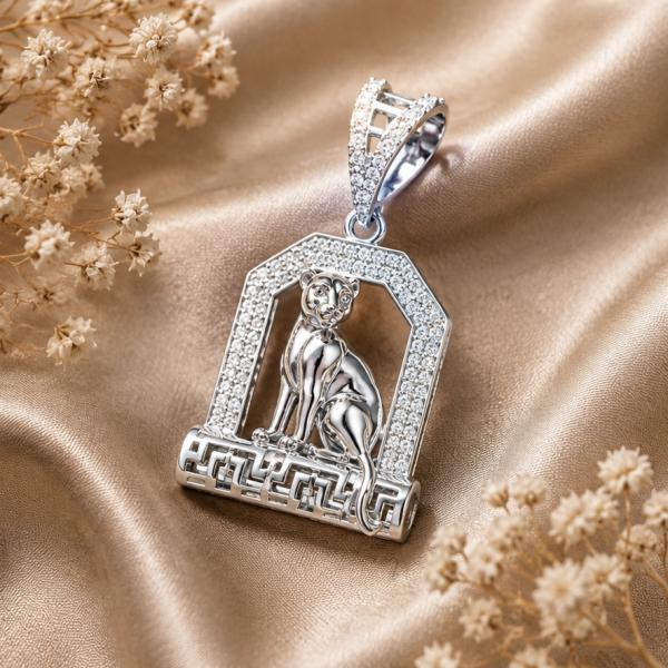 925 Sterling Silver Leopard Pendant Locket with CZ Stones | Designer Animal Silver Pendant
