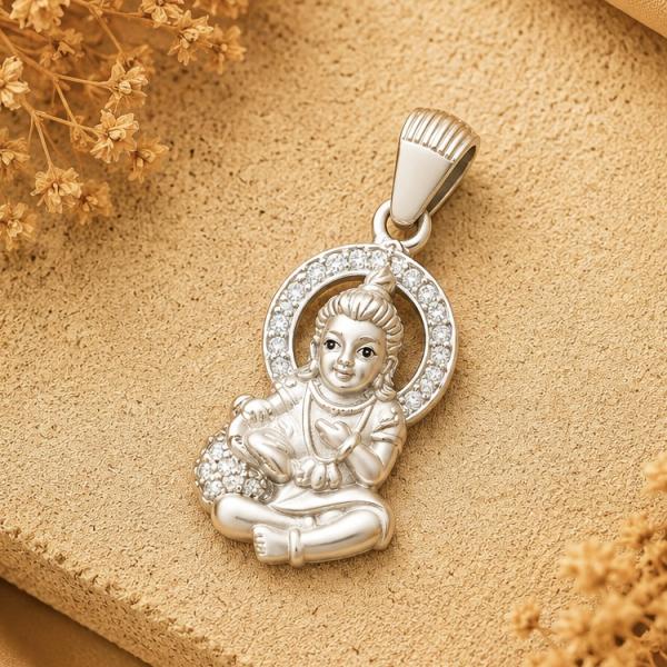 925 Sterling Silver Laddu Gopal  Pendant Locket | Krishna Silver Pendant for Men & WomenLK128