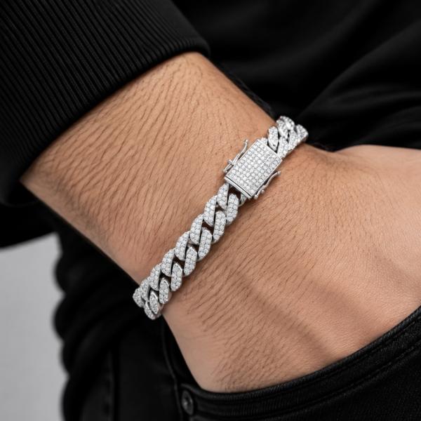Men’s 925 Sterling Silver Diamond-Cut Cuban Link Bracelet | Premium Gents Silver Bracelet BR323