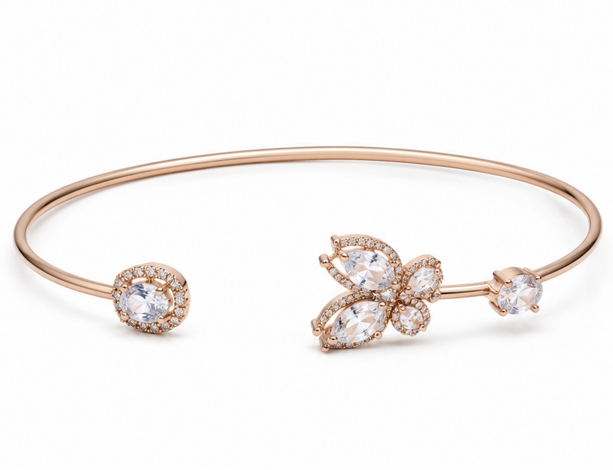 Rose Gold Butterfly Bracelet Kada for Women | 925 Silver Elegance BR077