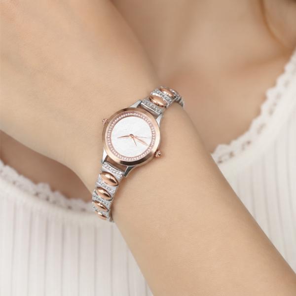925 Sterling Silver Rose Gold Crystal Ladies Watch | Elegant Designer Bracelet Watch SWH005