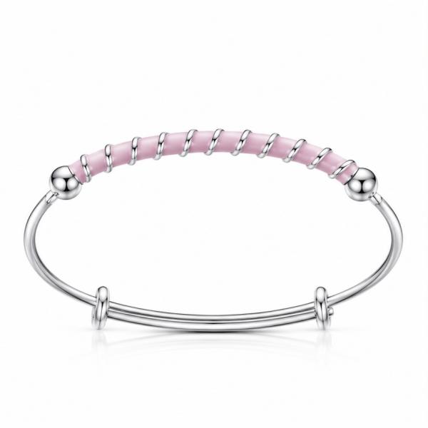 925 Sterling Silver Pastel Pink Baby Kada Pair KD096