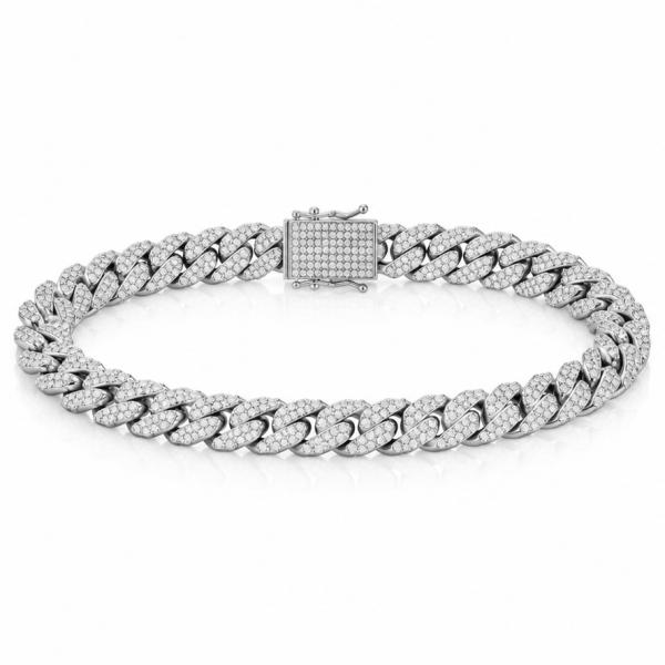 Men’s 925 Sterling Silver Diamond-Cut Cuban Link Bracelet | Premium Gents Silver Bracelet BR323