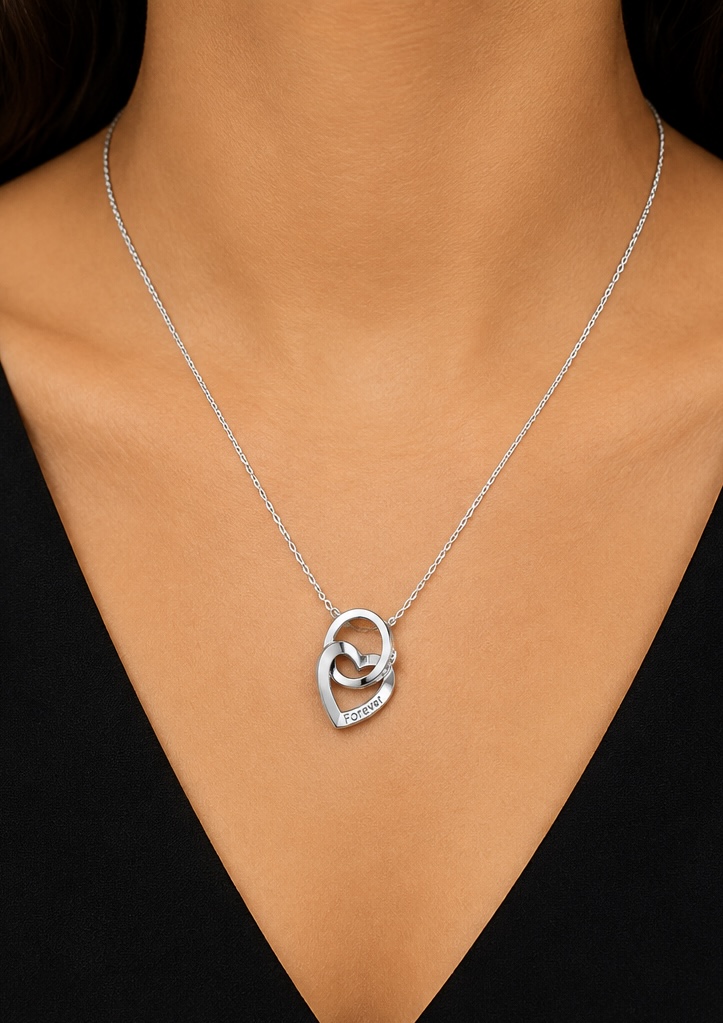 925 Sterling Silver Forever Heart Pendant Necklace | Romantic Love Chain Pendant for Women CH197