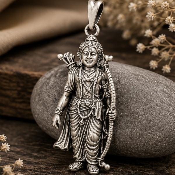925 Sterling Silver Lord Shri Ram Pendant Locket | Hallmarked Religious Silver Pendant LK073