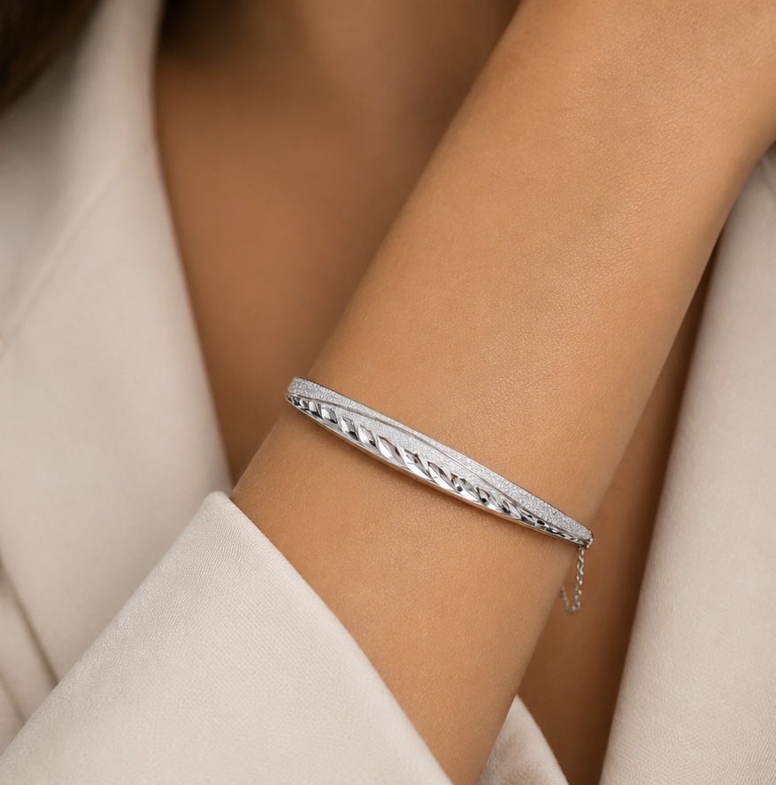 ✨ Celestial Sparkle Silver Bracelet Kada | Elegant 925 Silver Beauty for Women KADA056