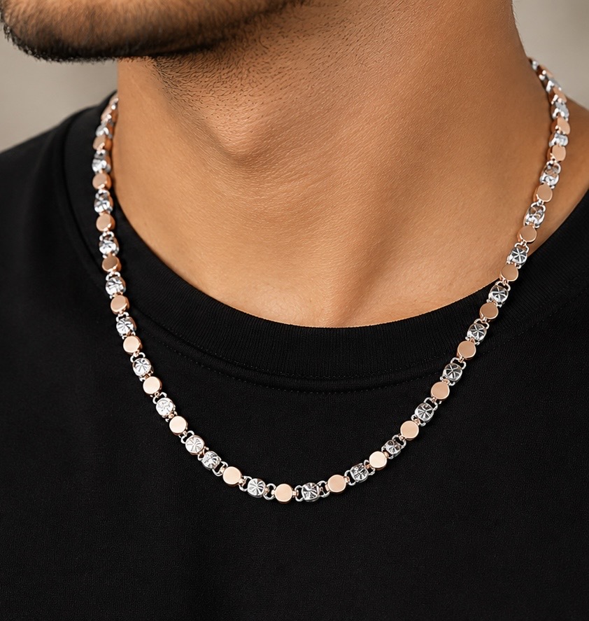 Dual Tone 925 Silver Chain for Gents CH246