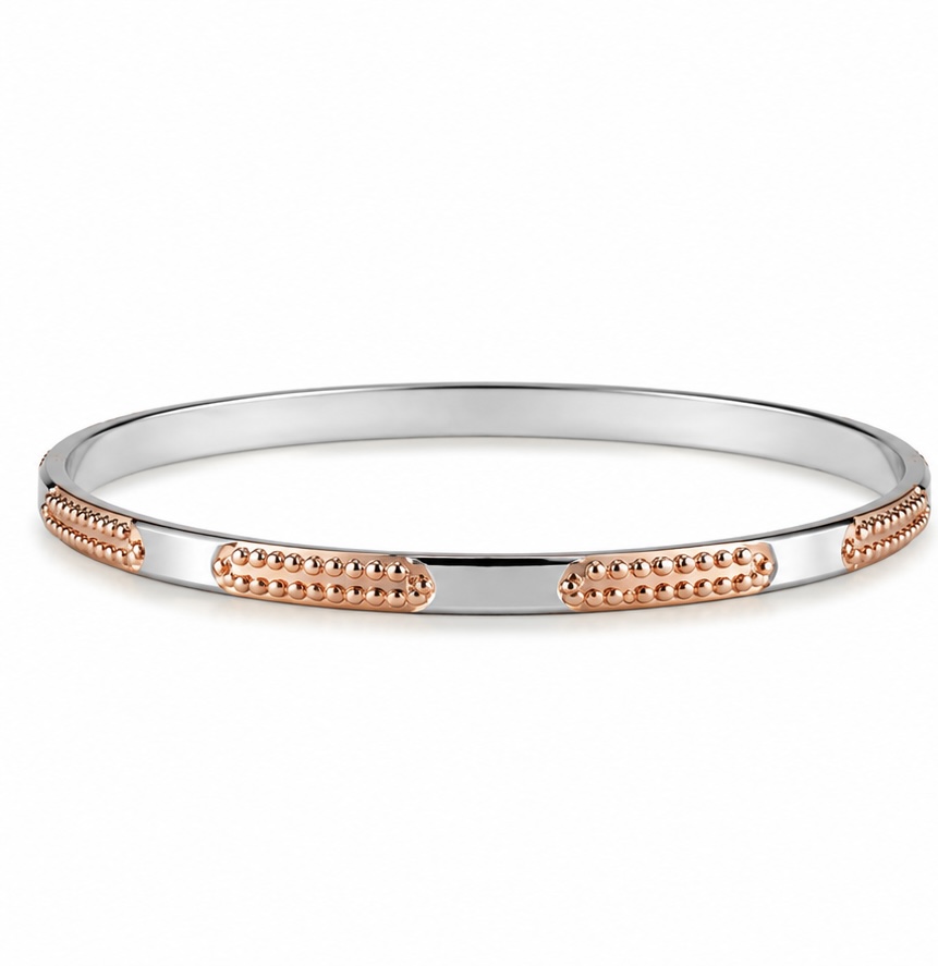 925 Sterling Silver Rose Gold Men’s Kada | Premium Two-Tone Designer Bracelet KADA280