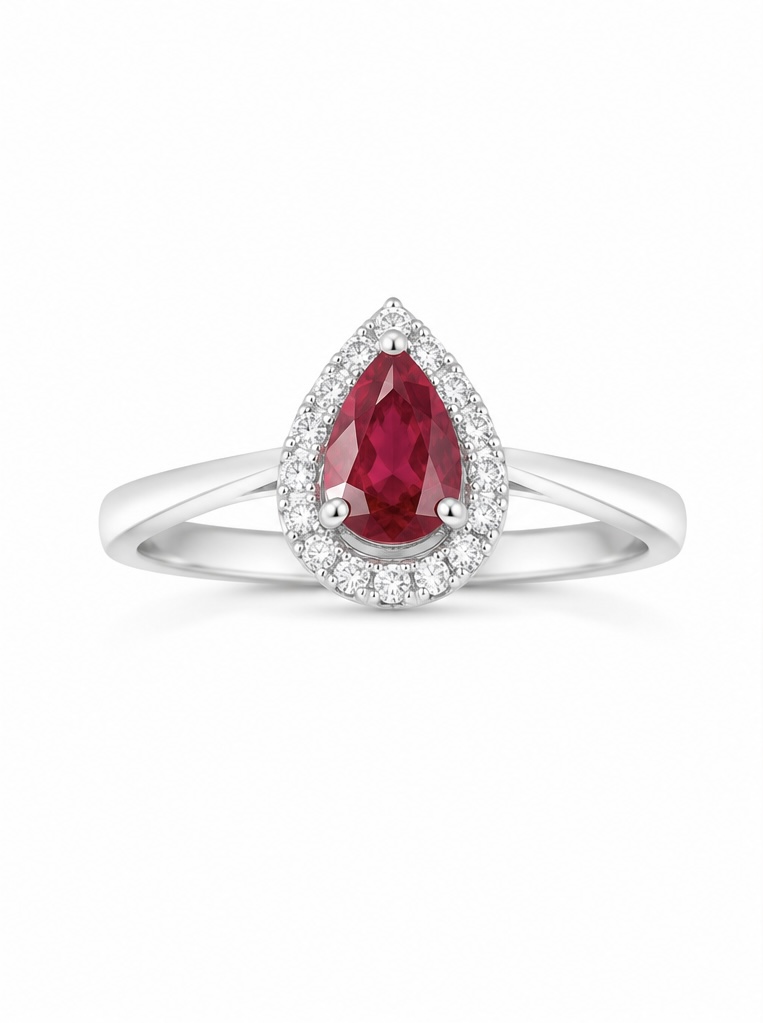 Pear Shape Ruby Silver Ring for Women | 925 Sterling Silver Ring R0804