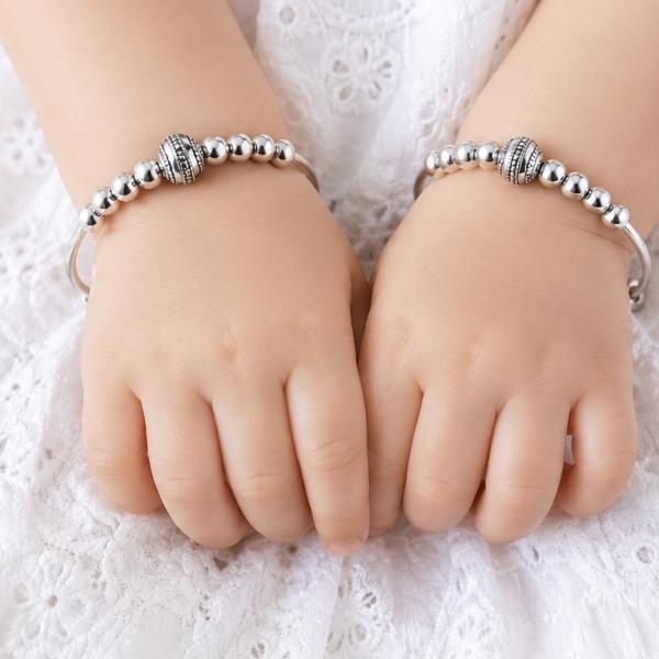 925 Sterling Silver Antique Bead Baby Kada Pair KD102