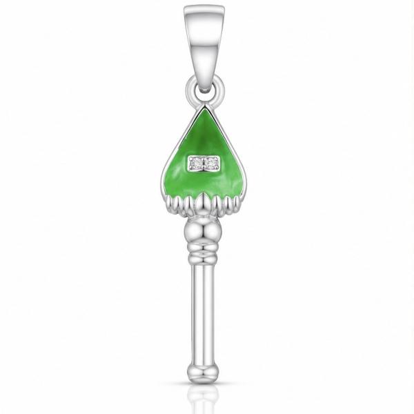 925 Sterling Silver Krishna Flute Pendant with Green Enamel | Divine Krishna Pendant LK226