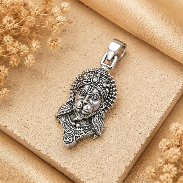925 Sterling Silver Antique Hanuman Pendant | Oxidized Bajrangbali Pendant LK092
