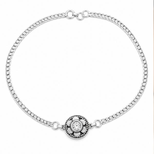 Antique 925 Sterling Silver Floral CZ Anklet Pair | Designer Vintage Payal | Saanvi Silver PY856