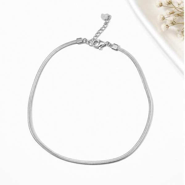 925 Sterling Silver Classic Snake Chain Anklet Pair for Women | Adjustable Minimalist Silver Payal | Saanvi Silver PY850