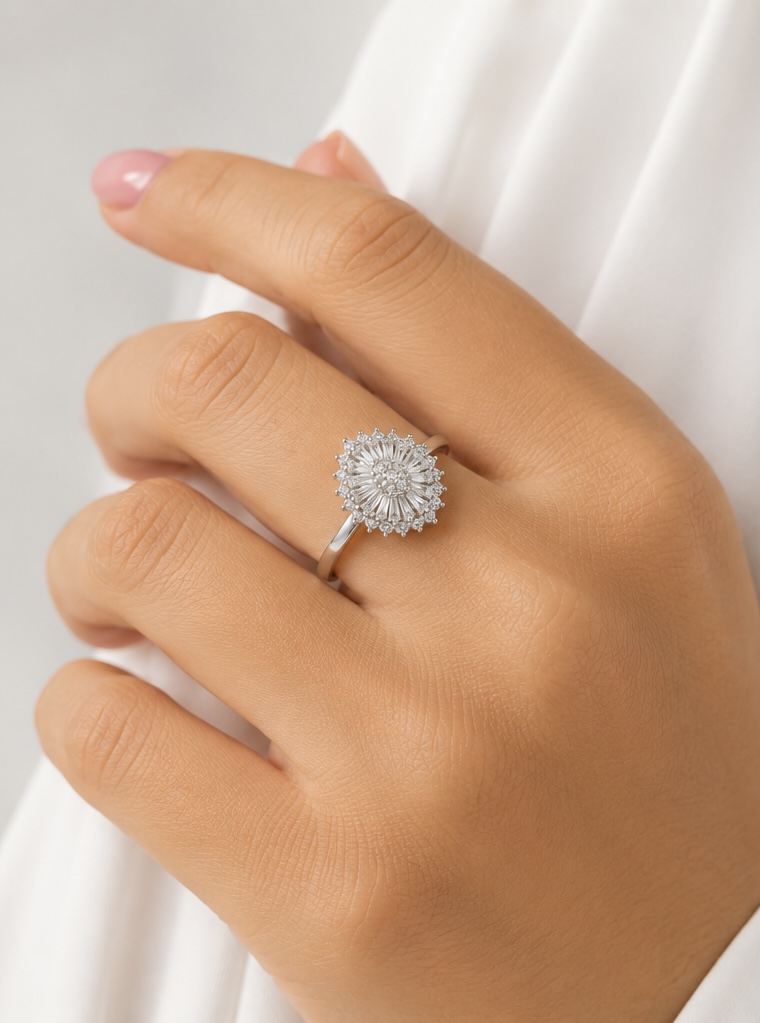 Sparkle in Style 925 Sterling Silver White Stone Ring for Women | Elegant CZ Ring | Saanvi Silver