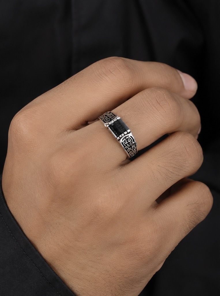 Black Turkish 925 Silver Men’s Ring | Premium Oxidized Designer Ring GR0089