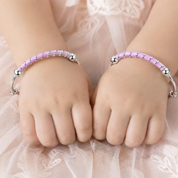925 Sterling Silver Pastel Pink Baby Kada Pair KD096