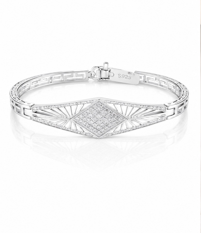 Geometric Diamond Silver Bracelet for Women | 925 Sterling Silver KADA055