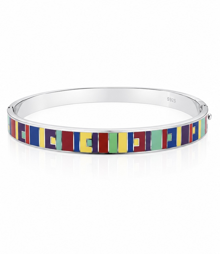 Multicolor Enamel Silver Bracelet Kada for Women | 925 Sterling Silver KADA156
