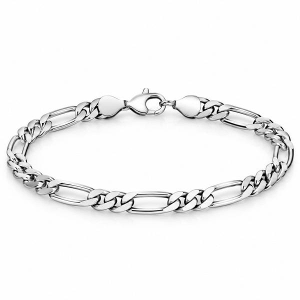 Men’s 925 Sterling Silver Figaro Link Bracelet | Stylish Designer Silver Bracelet for Men BR312