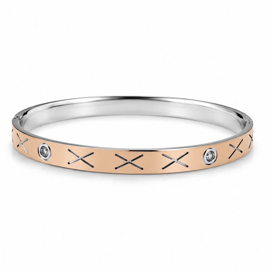 925 Sterling Silver Rose Gold Men’s Kada | Premium Two-Tone Designer KADA248