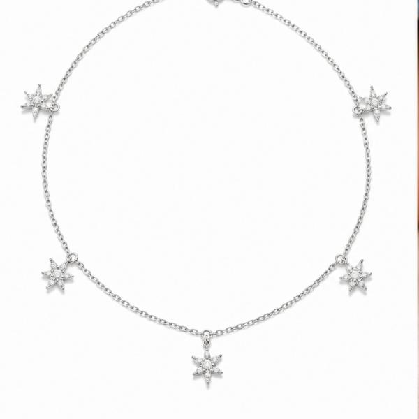 925 Sterling Silver Star Charm Anklet for Women | Adjustable Single Anklet | Saanvi Silver PY075