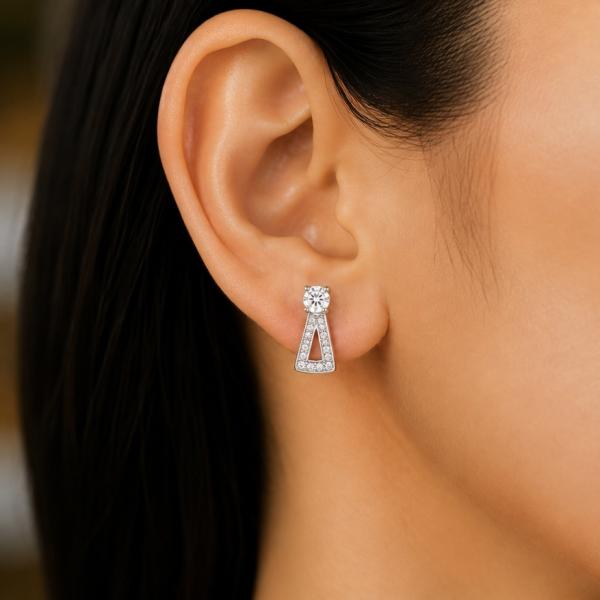 925 Sterling Silver Geometric Triangle CZ Stud Earrings for Women | Minimalist Designer Earrings ER279