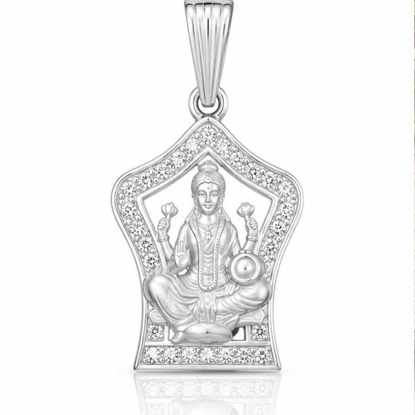 925 Sterling Silver Goddess Saraswati Pendant with CZ Stones | Divine Knowledge Pendant LK178