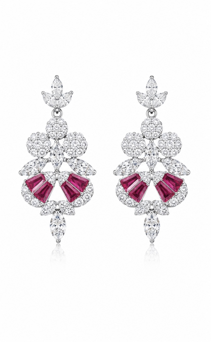 925 Sterling Silver Ruby Stone Party Earrings | Elegant Women’s Statement Earrings ER022