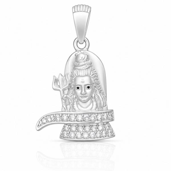 925 Sterling Silver Lord Shiva Shivling Pendant Locket with CZ Stones | Mahadev Silver Pendant LK124