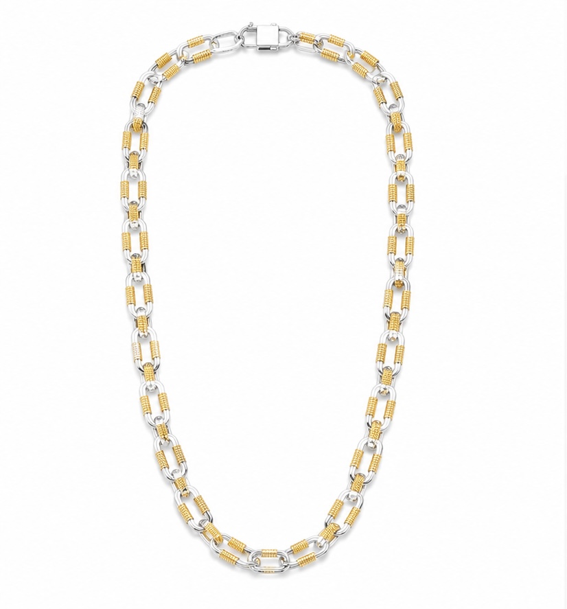 Two Tone Silver Chain for Men | 925 Sterling Silver Chain Ch474