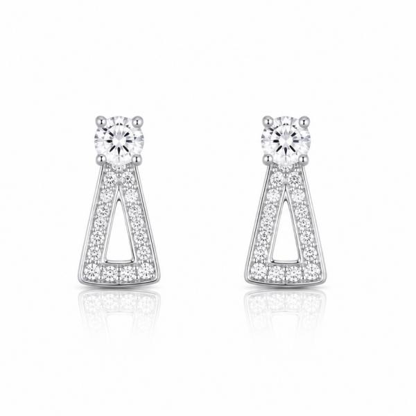 925 Sterling Silver Geometric Triangle CZ Stud Earrings for Women | Minimalist Designer Earrings ER279
