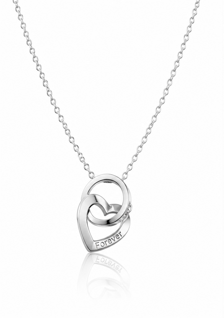 925 Sterling Silver Forever Heart Pendant Necklace | Romantic Love Chain Pendant for Women CH197