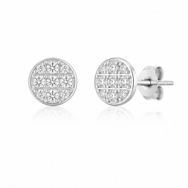 925 Sterling Silver Round Cluster CZ Stud Earrings | Classic Diamond Look Earrings for Women ER261