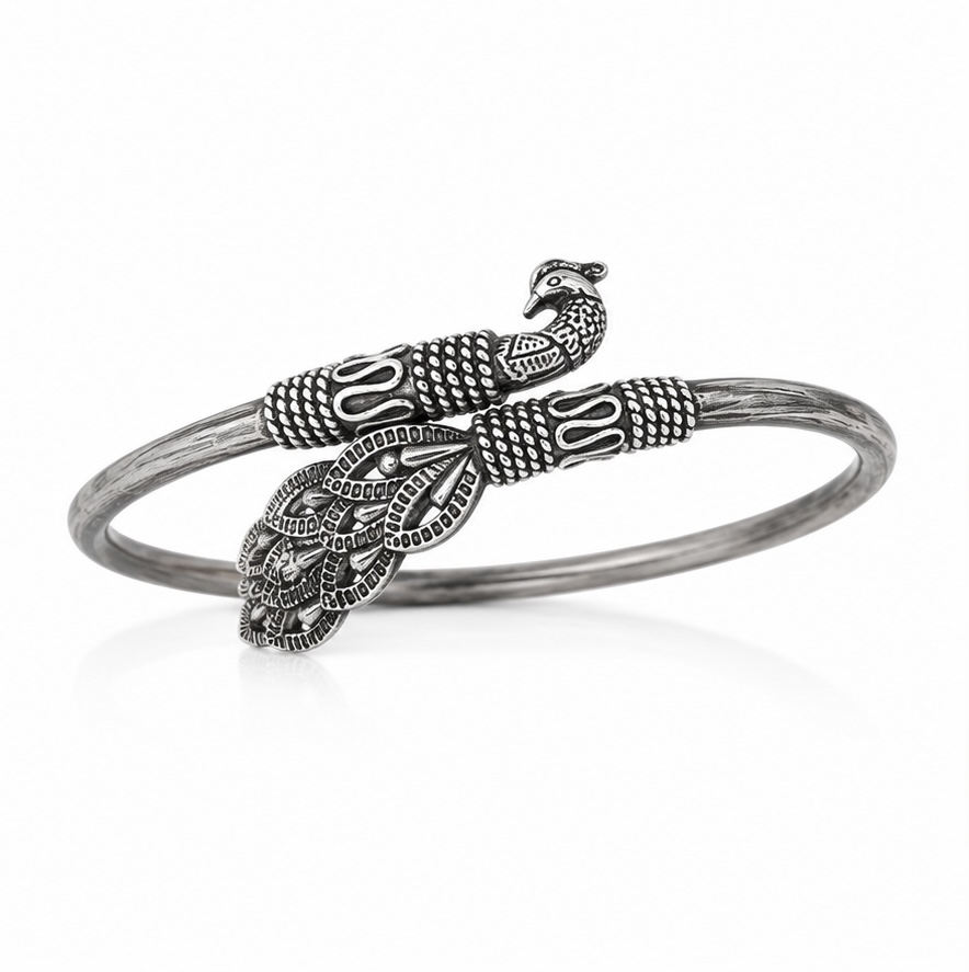 Antique Peacock Silver Kada for Women | 925 Sterling Silver KADA004